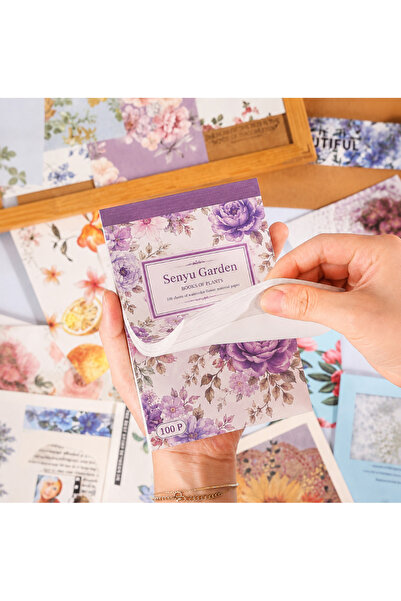 SF SCRAPBOOK KIRTASİYE 100 Sheets Vintage Floral Themed Scrapbook Paper Pad |...