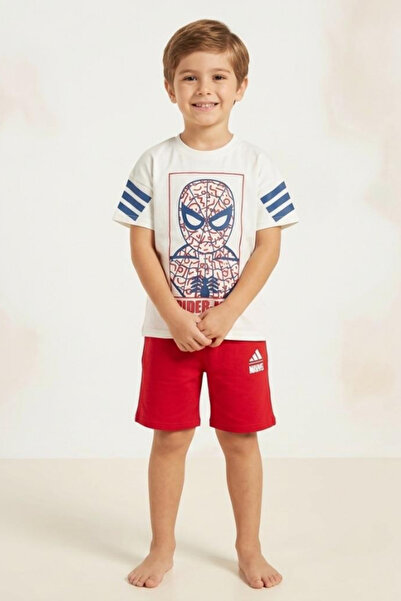 NOBLEKIDS Boys' Spider-Man Printed T-Shirt and Shorts Set Red