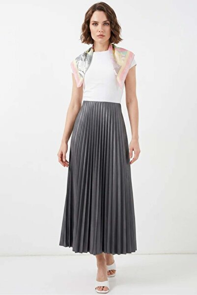 ALFA AKSESUAR 03 Women's Pleated Gray Skirt