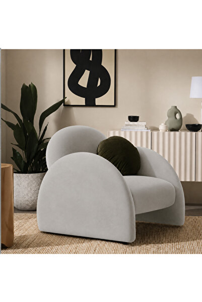 S Home Design Concept Kaii Berjer / Sandalye, Yonsuz Kadife, Gri