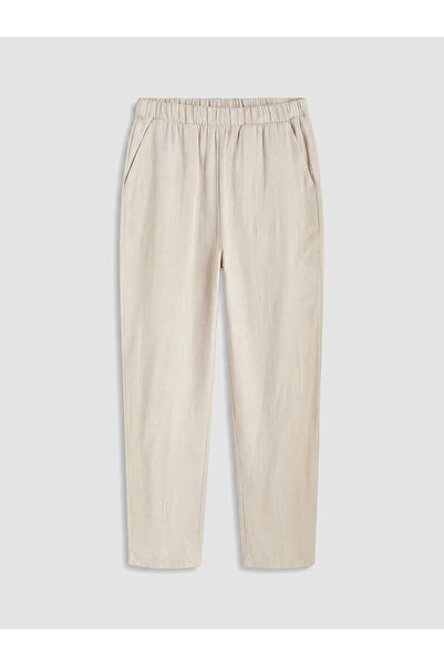 LC Waikiki Gray Elastic Waist Women's Muslin Trousers
