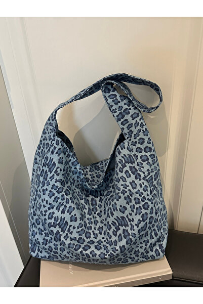 Take Two By Styli Blue Leopard Print Shoulder Bag