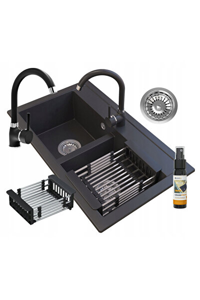 Granitan Set chiuveta bucatarie, Granitan, Granit, 756 x 447mm, Negru