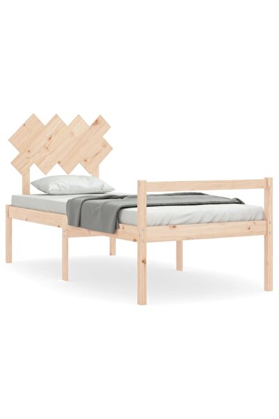 vidaxl Cadru de pat senior cu tăblie, 90x200 cm, lemn masiv