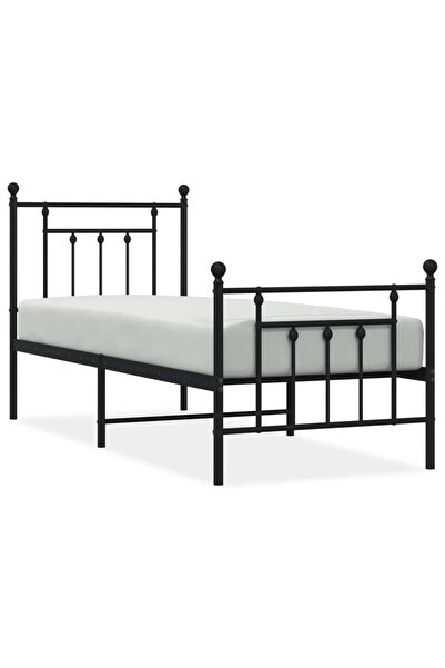 vidaxl Cadru pat metalic cu tăblii de cap/picioare, negru, 75x190 cm