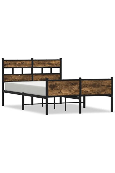 vidaxl Cadru pat fără saltea stejar fumuriu 120x200 cm, lemn prelucrat