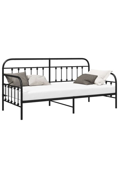 vidaxl Cadru de pat de zi Negru 100 x 200 cm Oțel vopsit electrostatic