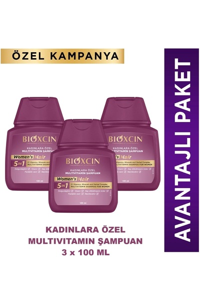 Bioxcin Womens Hair Multivitamin Şampuan 3 Adet 100 ml Seyahat Boy (Travel Size)