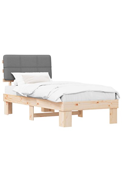 vidaxl Cadru de pat cu tăblie tapițată Gri deschis 100 x 200 cm