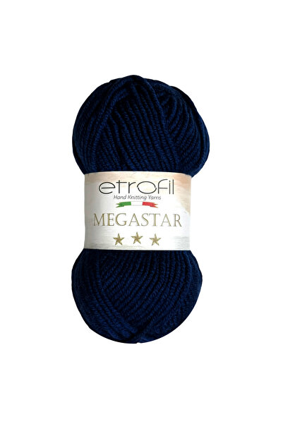 Etrofil Megastar Knitting Yarn Dark Navy Blue 75% Acrylic 25% Wool 100g 110m ...