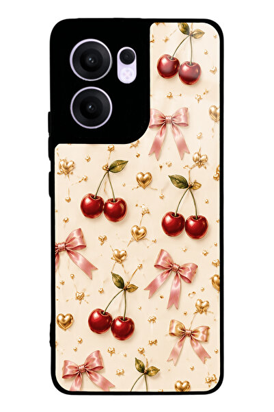 Spoyi Oppo Reno 13F Cherry Ribbon Luxe Tasarımlı Glossy Telefon Kılıfı
