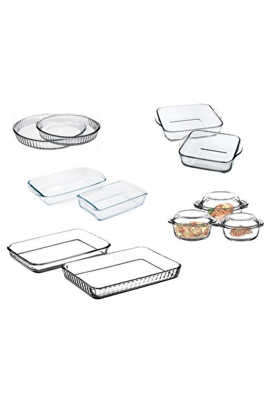 Paşabahçe Borcam Tray Pot Set - 11 Pieces. Borcam Dowry Set