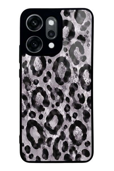 Spoyi Oppo Reno 14 Pro Gray Leopard Design Glossy Phone Case