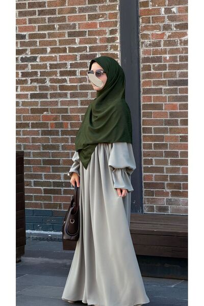Qalortex Scarf Premium Jacquard Sare Oversized Scarf-Khaki