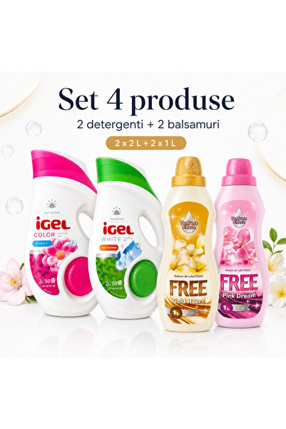 Igel Set 4 produse pentru rufe, Color 2 L, White 2 L, GRATUIT Gold Heart 1 L,...
