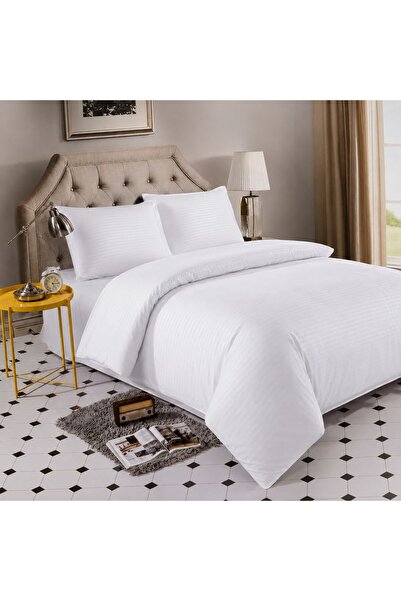 JOJO HOME Set lenjerie de pat bumbac 100%, damasc, 4 piese, cearceaf fara ela...