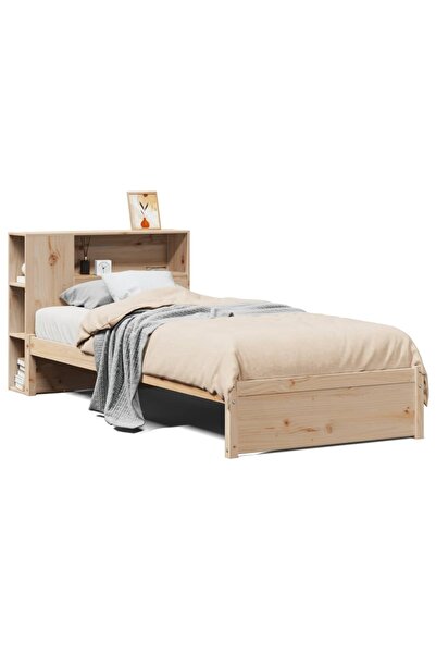 vidaxl Pat cu bibliotecă fără saltea, 75x190 cm, lemn masiv de pin
