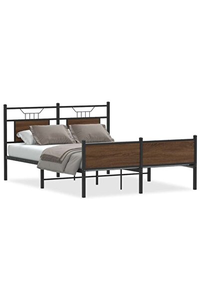 vidaxl Cadru pat fără saltea stejar maro 140x200 cm lemn prelucrat