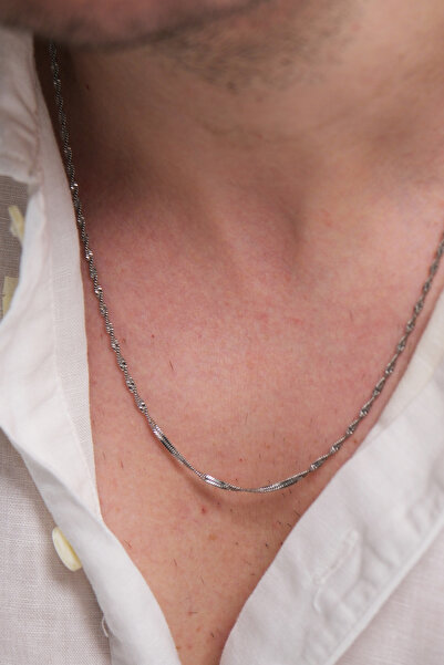 Fjellor Torvalen Silver Color Stainless Steel Singapore Chain Men's Necklace