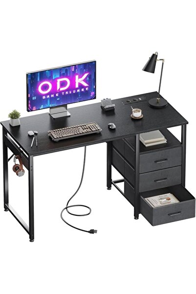 ODK Γραφείο υπολογιστή, ODK, Με πρίζες και θύρες USB, 3 συρτάρια, 120 x 48 x ...