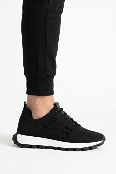 Zerenyus ZRC2409 Premium Knitwear Pantofi sport pentru bărbați Negru Alb