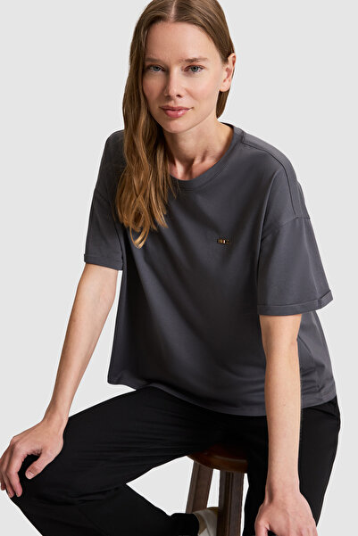 U.S. Polo Assn. Women's Anthracite Crew Neck Basic T-Shirt 50323545-Vr006