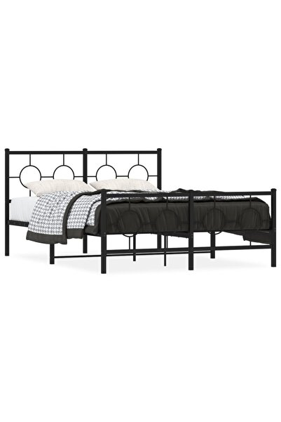vidaxl Cadru pat metalic cu tăblie de cap/picioare, negru, 140x190 cm