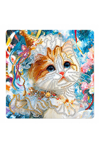 iğne izi Hı Stone 5D Diamond Stone Embroidery Kit Painting 20X20 cm Cat Pattern