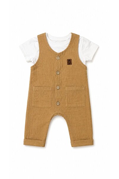 Oz Baby Baby Boy Muslin Salopet Set Cotton Summer 2-Piece Jumpsuit Set 3-12 M...