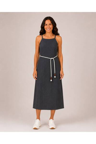 Rouge basıc 100% Cotton Linen Dress with Cord Straps