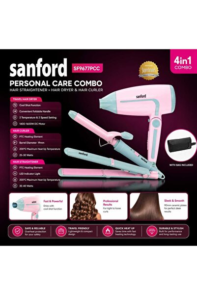 Sanford 4 In 1 Personal Care Combo Hair Styling Set For Women