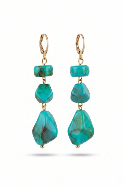 Jack Ferrero Turquoise Stone Long Dangle Bijoux Earrings Women's Accessory