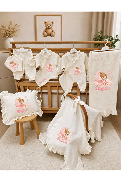 Moda Lime Kişiye Özel 10’lu Müslin Hastane Çıkış Seti – Buğlem Pembe Melek Te...