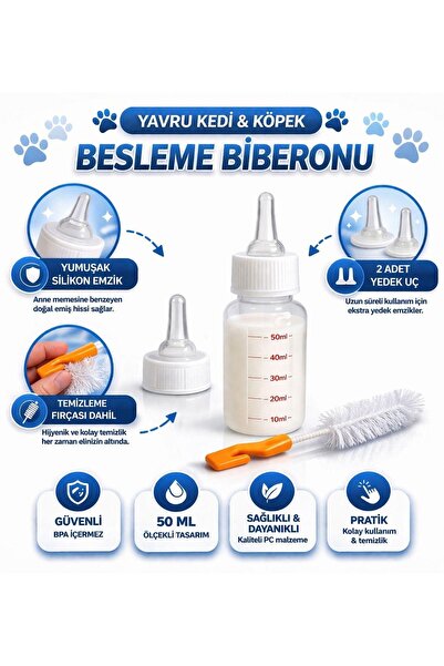 HAYHAYPETSHOP 50 ml Biberon Seti Kitten Yavru Kedi Besleme Biberonu Seti Yavr...