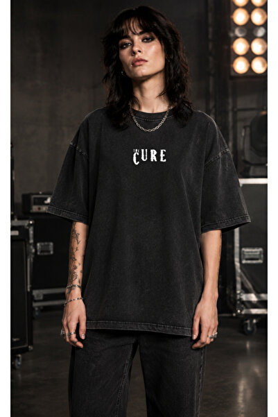 OPPPSSS The Cure Vintage Washed Oversize T-Shirt Front and Back Printed Gothi...