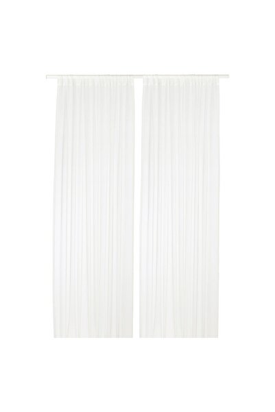 IKEA TERESIA Sheer curtains, 1 pair, white/with rod pocket, 145 x 300 cm