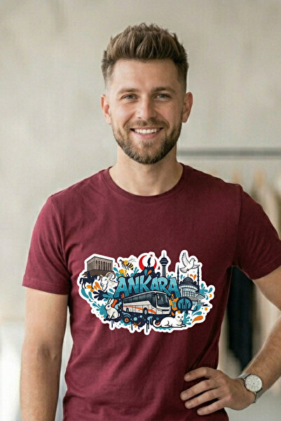 Baran Işık Ankara City Symbols Printed 100% Cotton Unisex T-Shirt – Anıtkabir...