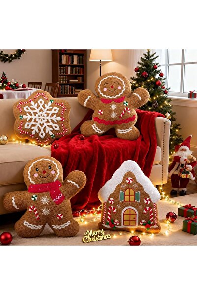 OEM Set 4 Perne Decorative de Crăciun Turtă Dulce Maro 45-35 cm