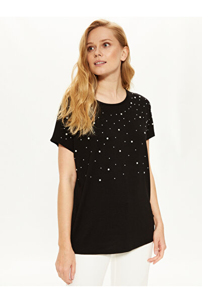 LC Waikiki Tricou de damă cu mânecă scurtă cu buline și gâtul turn