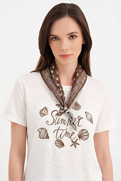 tw3 Women's Two-Piece Short Sleeve Design Tshirt with Detachable Shawl Detail