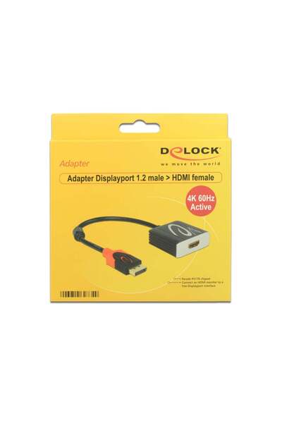 DELOCK 62734 Adaptor Displayport 1.2 tată > HDMI mamă 4K 60 Hz activ