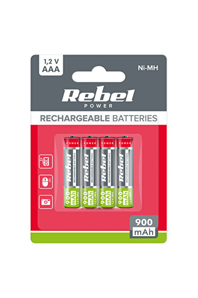 Lechpol Acumulatori reîncărcabili Ni-MH Rebel AAA 900mAh, Pachet de 4