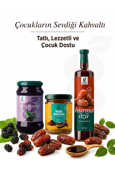 Gürbüzden Çocukların Sevdiği Kahvaltı Seti - Çocuk Macunu + Hurma Özü + Dut P...