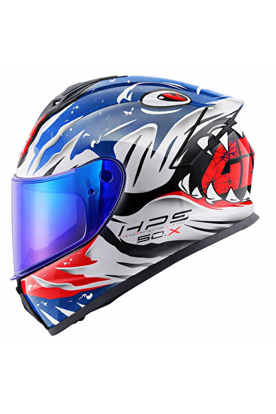 Givi 50.X SHARKBITE MAVİ-BEYAZ-KIRMIZI KASK (MAVİ VİZÖR)
