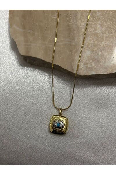 stainless steell Openable Vintage Steel Necklace with Gold Cover