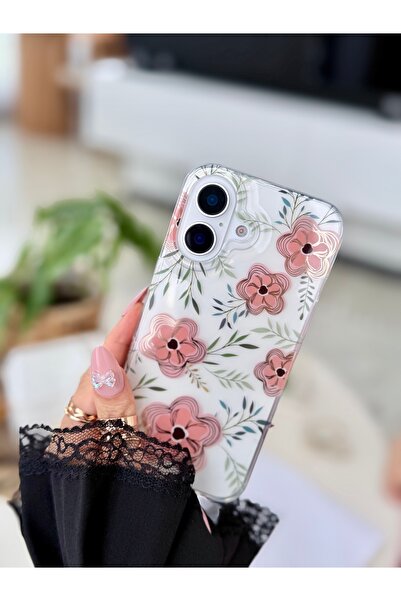 Go Aksesuar Iphone 16 Uyumlu Turuncu Çiçek Baskılı Renk Geçişli Tasarımlı Sil...