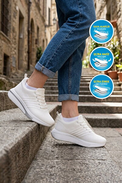 WALKWAY White Mesh Lightweight Flexible Unisex Sports Shoes Molen 118 g