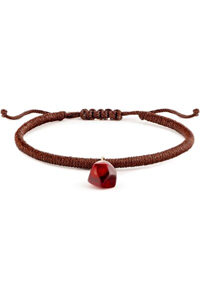 MINZA Red Mocha Women's Bracelet, 18K Gold, Bracelet, with Hemp Cord, Handmad...
