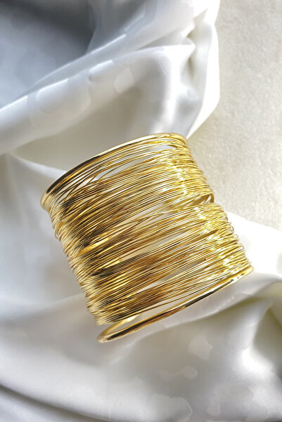 Diamara Designs Kadın Gold Gümüş Renk Paslanmaz Çelik Geniş Cuff Kelepçe Yapr...