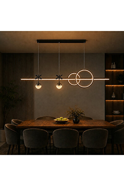 Lzy Avize Store Lumora LED Sarkıt Avize 3 Işık Renkli Modern Halka Detaylı LE...